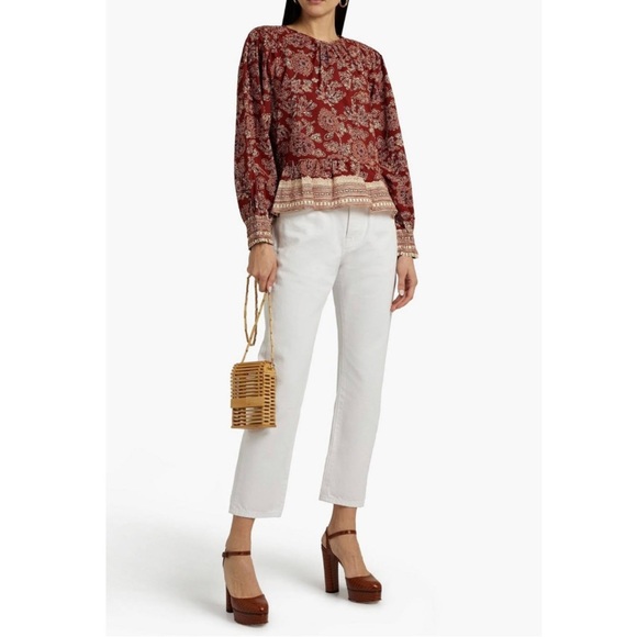 NWOT Veronica Beard Kester floral-print peplum blouse - Picture 4 of 11